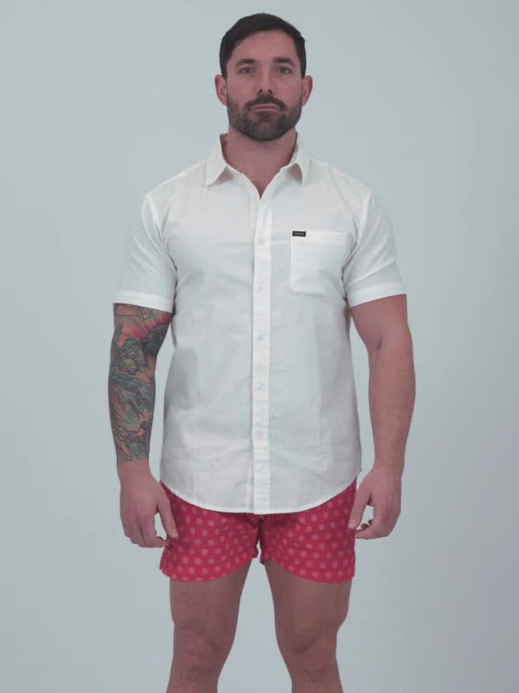 video maillots pour hommes goatee swimwear pink dots